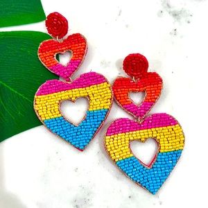 Handmade Beaded Heart Earrings